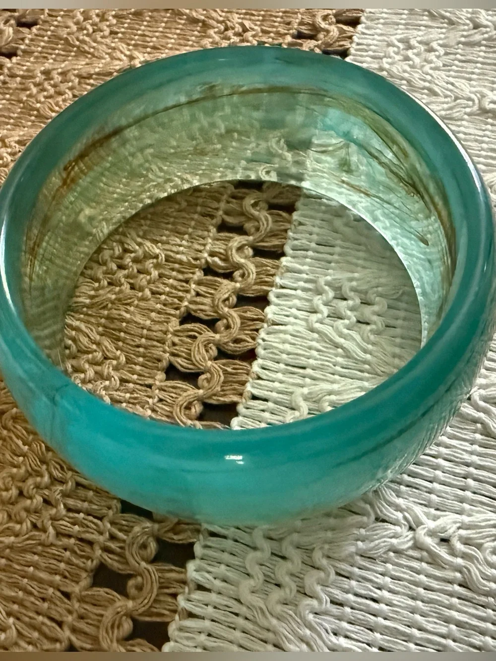 Turquoise Resin Bangle Bracelet - Teal Blue Statement Cuff